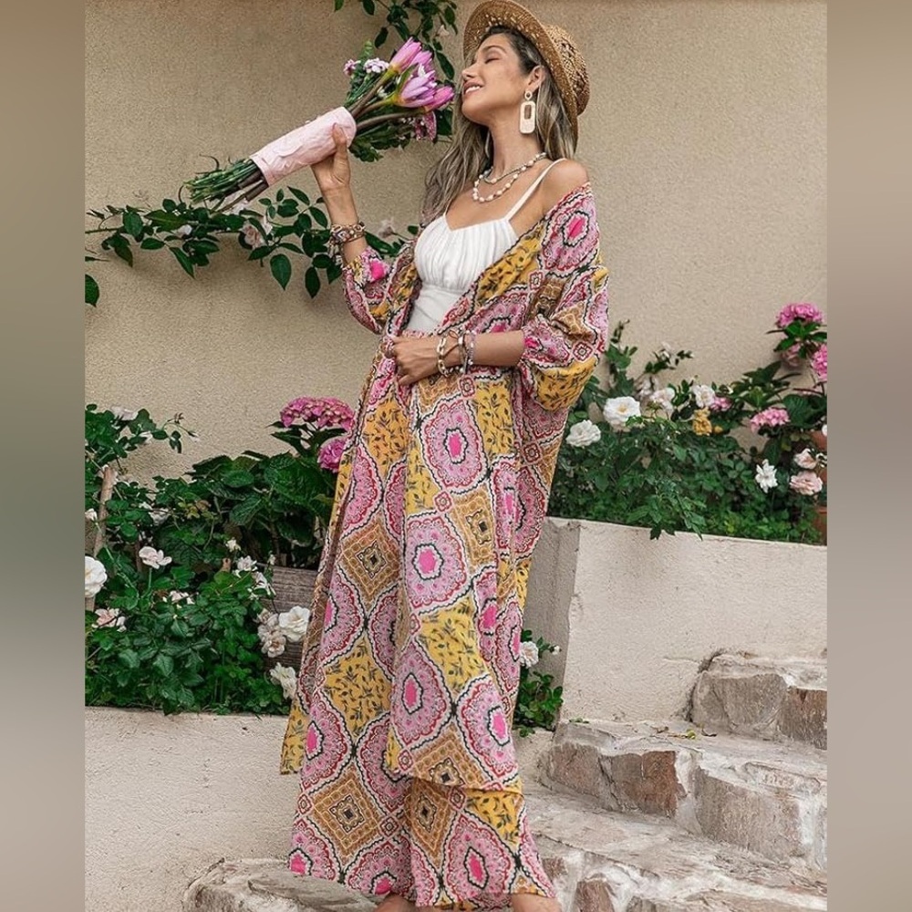 RusttyDustty Multicolor Geometric Patterned Maxi Duster - Picture 5 of 5